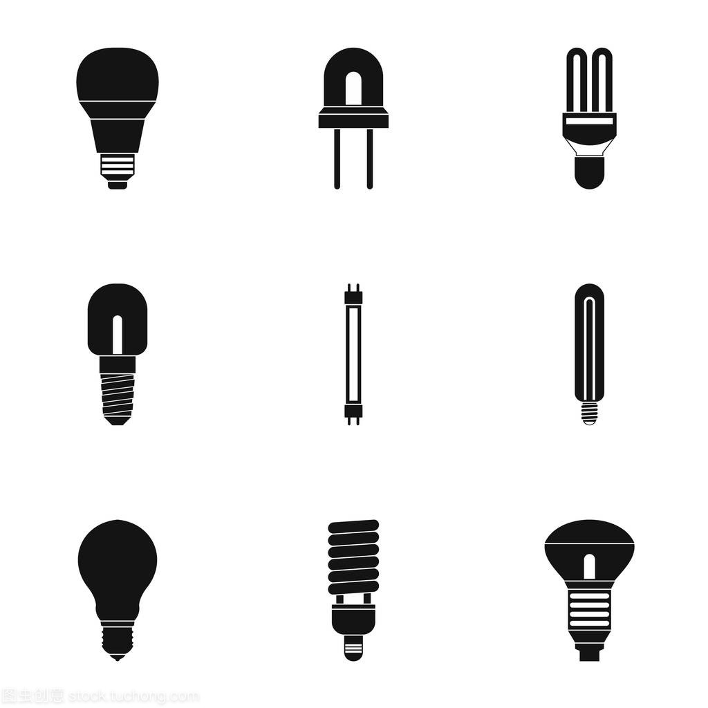 照明的图标集,简单的样式